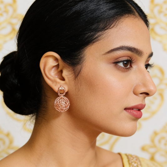 Rose Gold Balls Statement Earrings