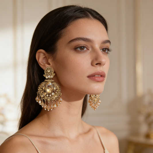 Gold Crystal Statement Earrings