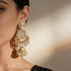 Gold Pearl Jhumka Chandbali Earrings