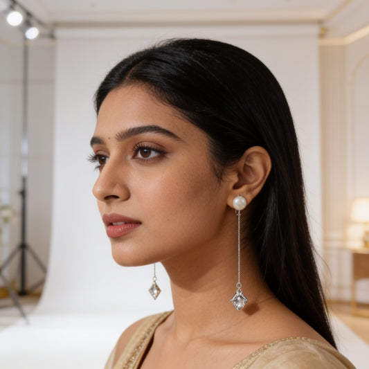 Square Pearl Drop Earrings