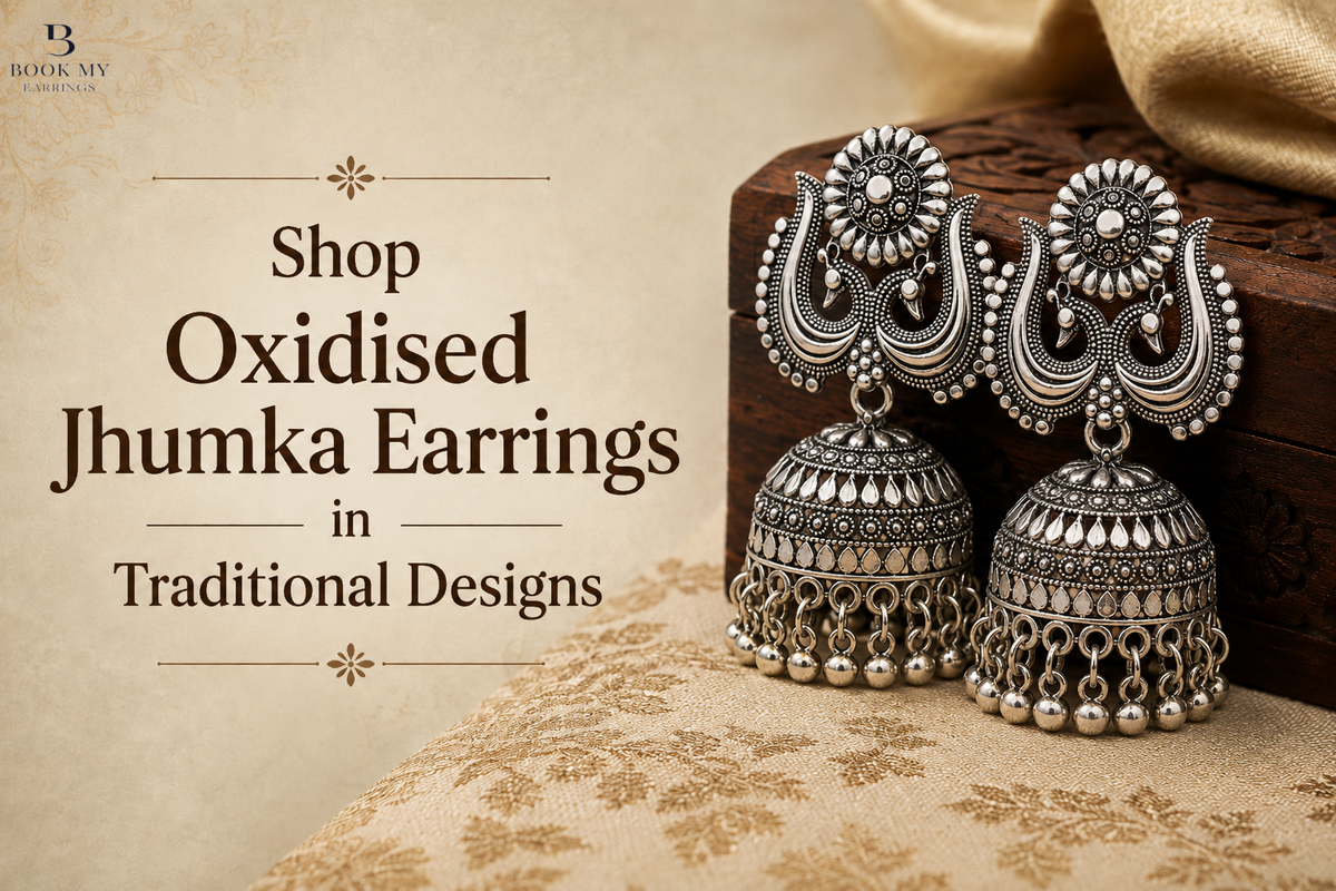 Shop Oxidised Jhumka Earrings in Traditional Designs | BME