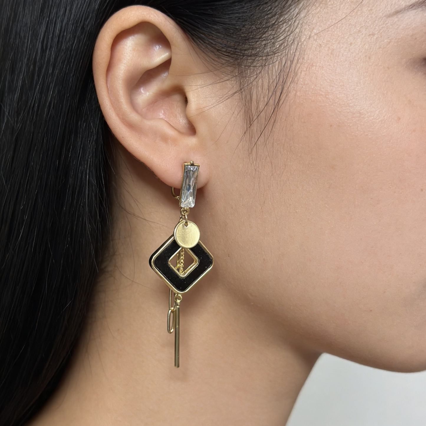 Gold-Toned Geometric Pearl Drop Earrings
