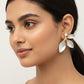 White Pearl Leaf Stud Earrings