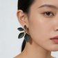 White Pearl Leaf Stud Earrings