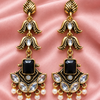 Antique Gold Kundan Pearl Drop Earrings