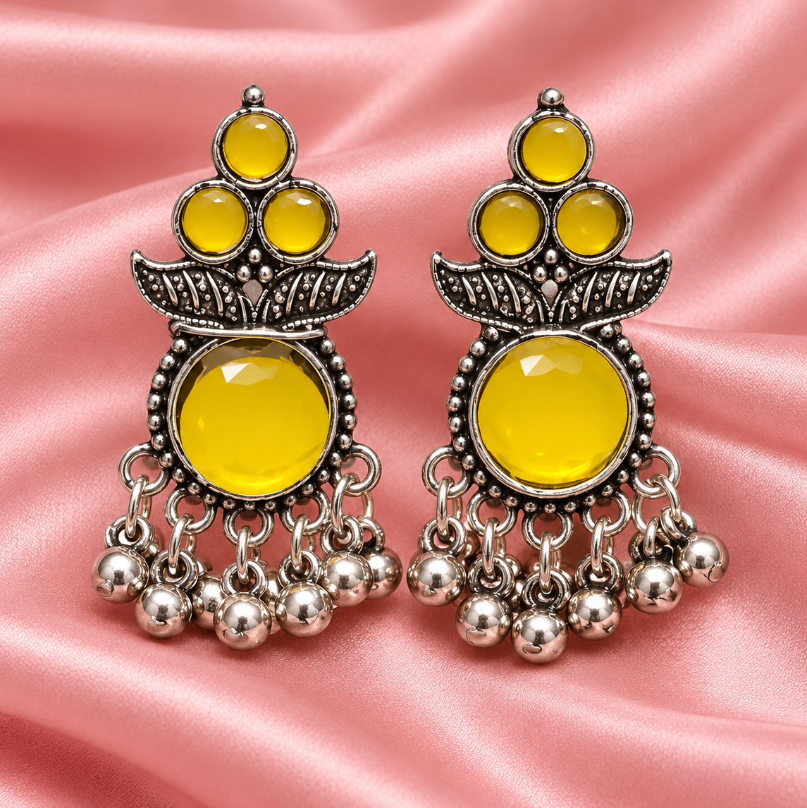 Oxidised Silver Ghungroo Drop Earrings for Women