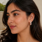 Rose Gold Geometric Hoop Earrings with Pearl Accent