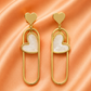 Golden Heart Pearl Drop Earrings