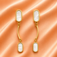 Golden Pearl Drop Geometric Earrings