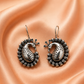 Oxidised Silver Peacock Design Earrings