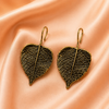 Antique Gold Leaf Design Drop Earrings