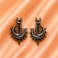 Oxidised Silver Trishul Moon Design Drop Earrings