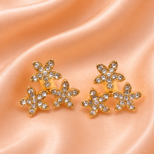 Crystal Flower Stud Earrings
