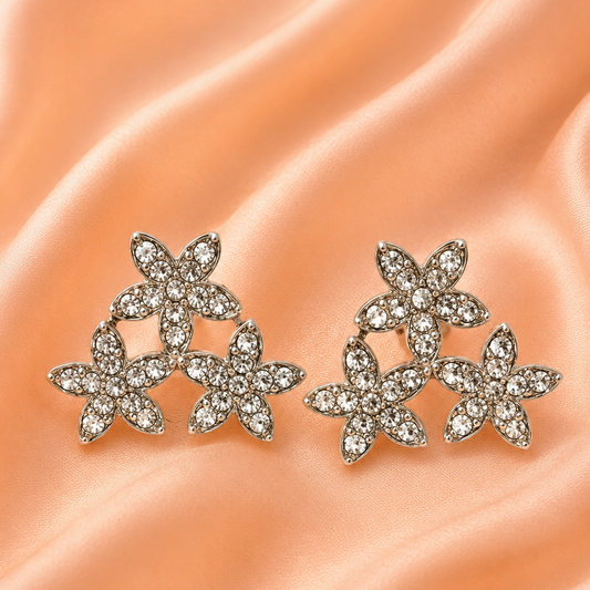 Crystal Flower Stud Earrings