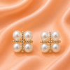 Pearl Cross Stud Earrings