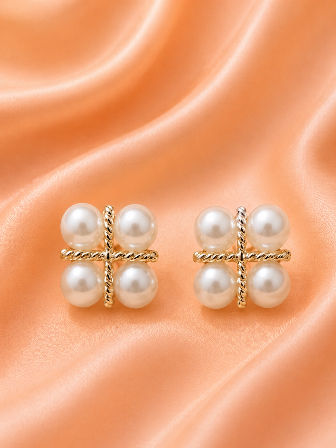Pearl Cross Stud Earrings