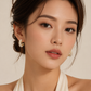 Gold-Toned Pearl Hoop Earrings