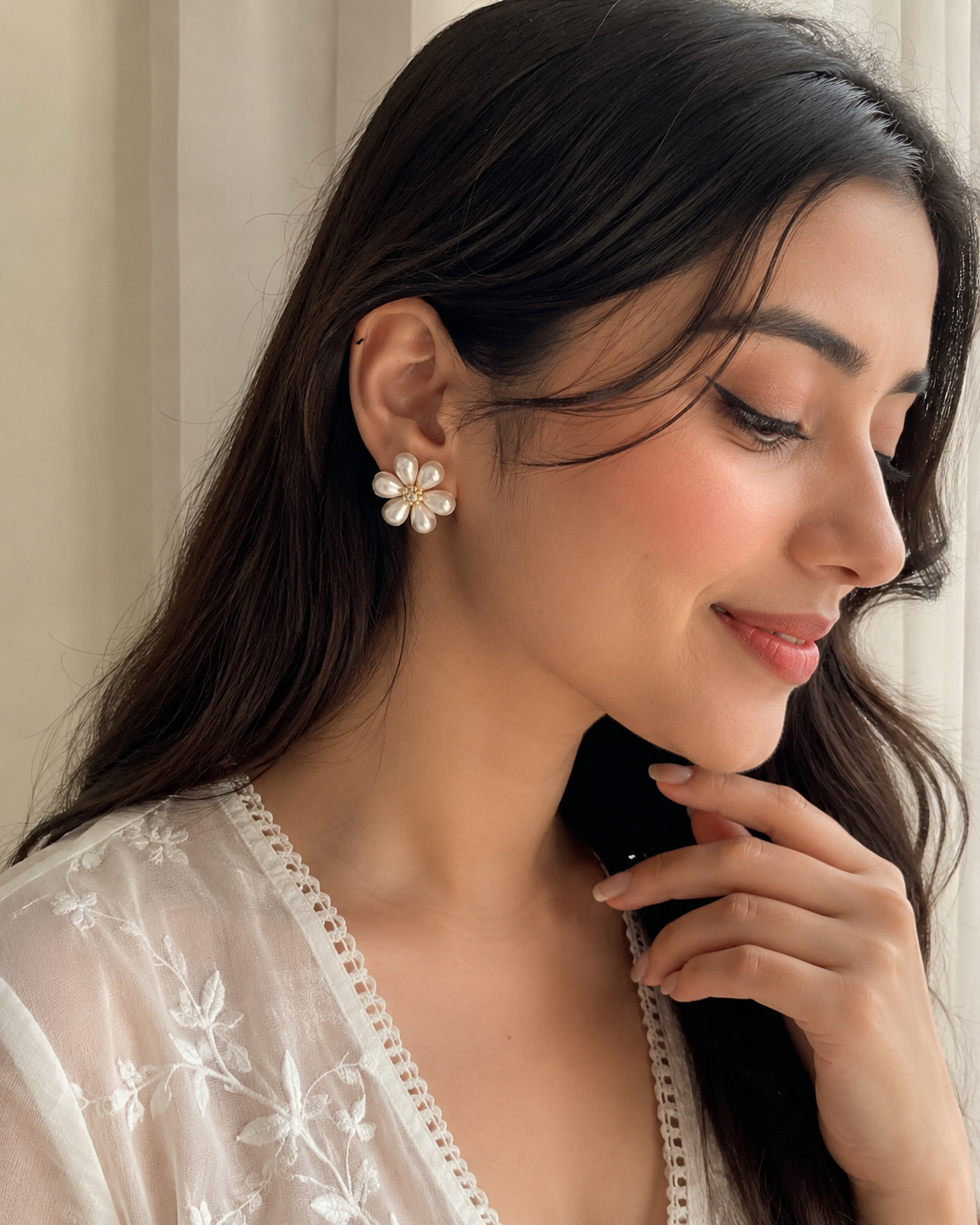 Pearl Flower Stud Earrings