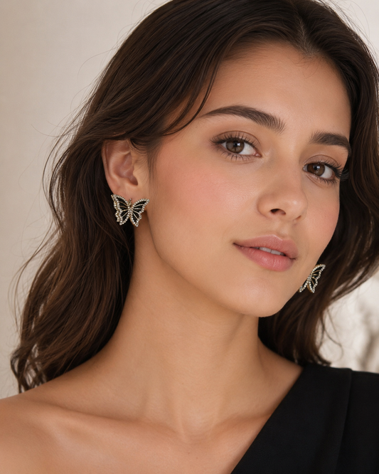 Black Butterfly Stud Earrings
