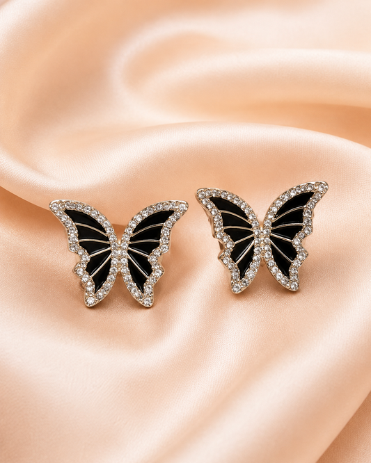 Black Butterfly Stud Earrings