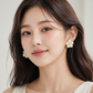 Cream Flower Pearl Stud Earrings