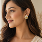 Gold Pearl Cluster Statement Earrings