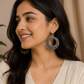 Oxidised Silver Round Hoop Earrings