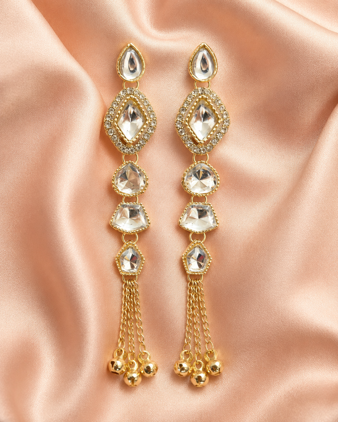 Gold-Toned Kundan Tassel Earrings