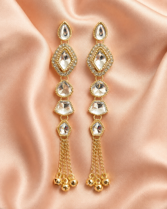 Gold-Toned Kundan Tassel Earrings