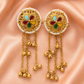 Antique Gold Floral Pearl Tassel Earrings
