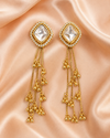 Gold-Toned Kundan Chain Tassel Earrings