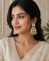 Pearl Kundan Lotus Drop Earrings