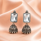 Oxidised Silver Kundan Jhumka Earrings