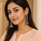 Oxidised Silver Floral Jhumka Earrings