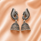Oxidised Silver Peacock Jhumka Earrings