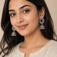 Oxidised Silver Peacock Chandbali Jhumka Earrings