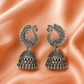 Oxidised Silver Peacock Chandbali Jhumka Earrings
