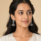 Oxidised Silver Floral Jhumka Earrings