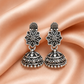 Oxidised Silver Floral Jhumka Earrings