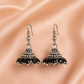 Oxidised Silver Black Bead Jhumka Earrings