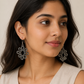 Oxidised Silver Spiral Loop Statement Earrings