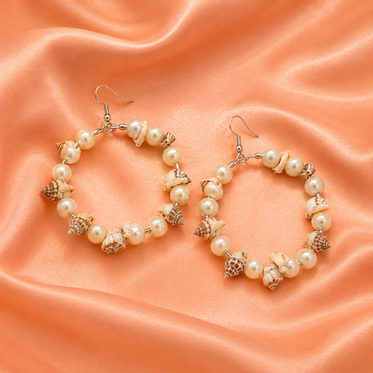 Pearl & Seashell Hoop Earrings