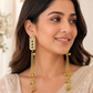 Gold Kundan Chain Kashmiri Earrings