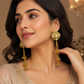 Gold Crystal Chain Tassel Kashmiri Earrings