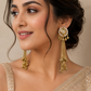 Gold Pearl Beaded Chain Tassel Earrings