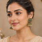 Golden Oxidised Round Jhumka Earrings with Pearl Drops