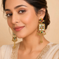 Multicolor Stone Square Dangling Earrings with Golden Tassels