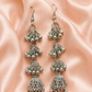 Oxidised Silver Long Jhumka Earrings with Ghungroo Detailing