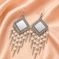 Oxidised Silver Mirror Pearl Fringe Kashmiri Earrings