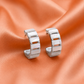 Rose Gold Geometric Hoop Earrings with Pearl Accent